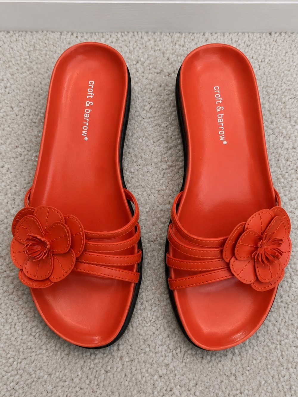Croft & Barrow Orange Floral Slide Sandals Size 7M
